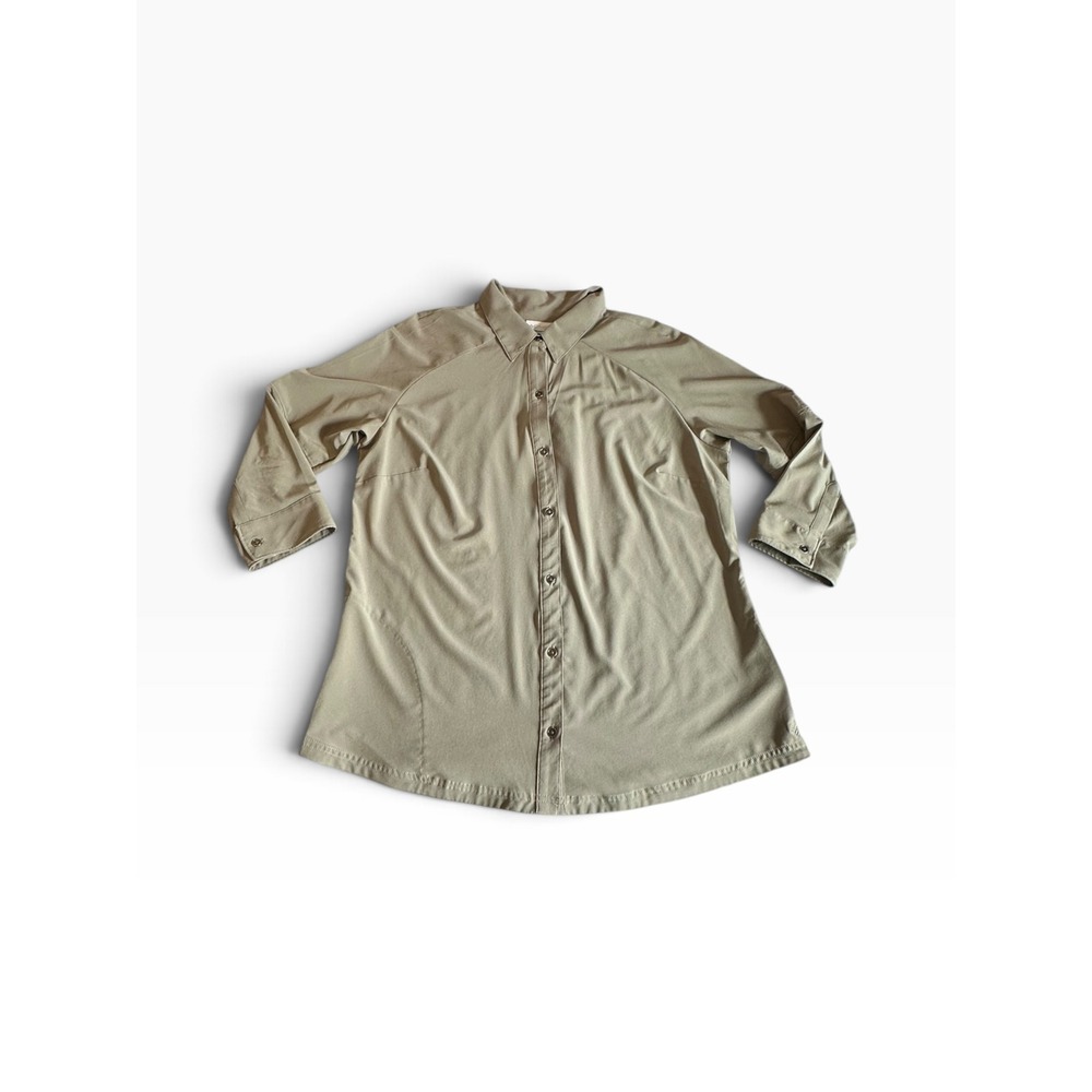 Columbia Omni-Wick Button Up Shirt Womens Large Beige/Taupe Long Sleeve Top